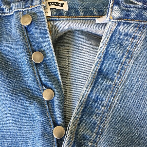 RE/DONE x Levis Button Fly Light/Med Wash High Rise Waist Crop Ankle Jeans - Picture 6 of 16